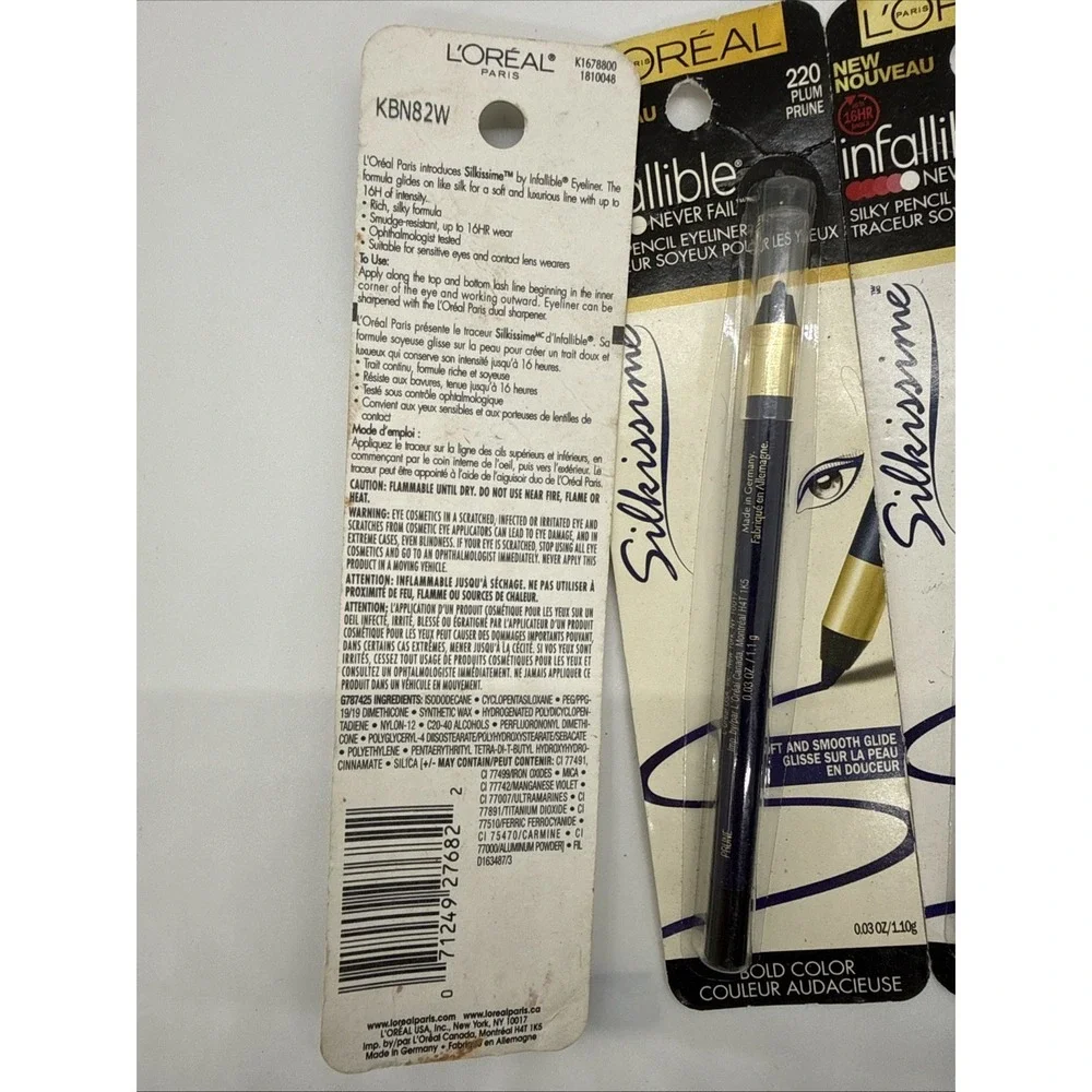 Lot X 3 Loreal Infallible Never Fail Silkissime 220 Plum Prune Eyeliner